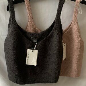 BAREFOOT DREAMS Cozy Chic Luxe Cropped Cami SET (2 PIECES) Sz LARGE